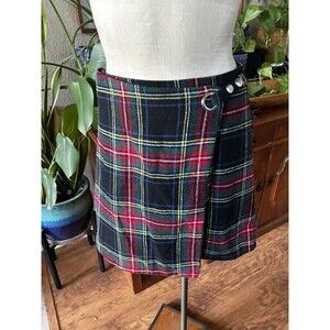 Alya Plaid Wrap Skirt Size Medium Multicolor Twee Classic Preppy Grunge